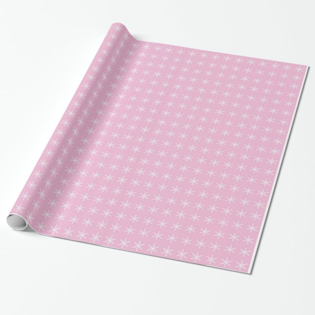 Papel De Regalo Decorativos Navidades rosados Decoración con copos (Desenrollado)