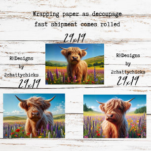 Papel de Regalo Decoupage 3 Diseños de Vaca de las