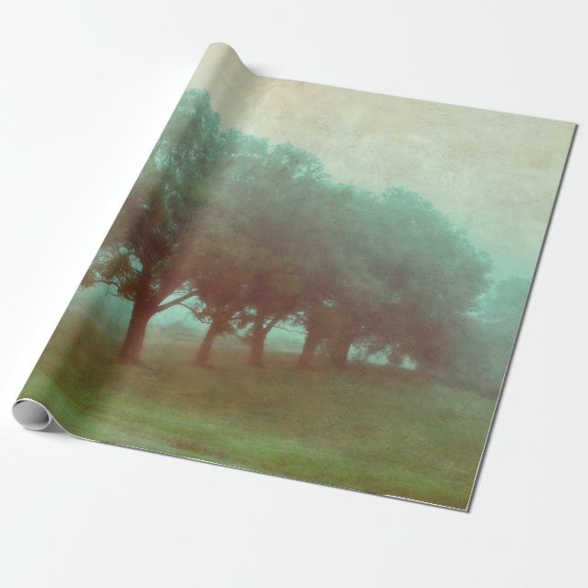 Papel De Regalo Decoupage antigua Verde azulada textura pintada (Desenrollado)