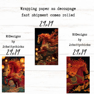 Papel de Regalo Decoupage Caballo de Fuego Chino