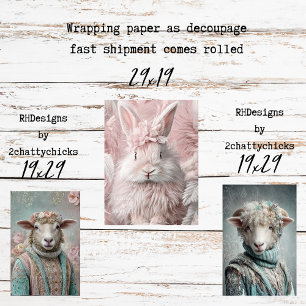 Papel de Regalo Decoupage Cordero de Primavera Con