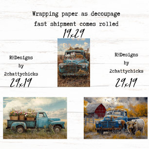 Papel de regalo decoupage de camiones agrícolas az