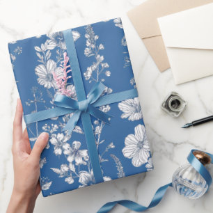 Papel De Regalo Decoupage de chinoisería azul y blanco