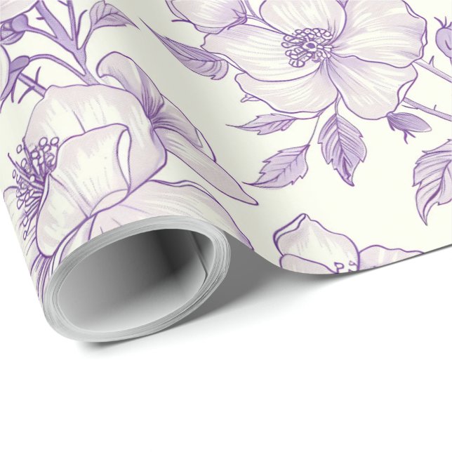 Papel De Regalo Decoupage de chinoisería púrpura claro (Esquina del rollo)