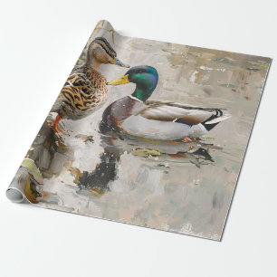 Papel De Regalo Decoupage de pintura de pato y vida salvaje mallar