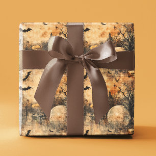 Papel De Regalo Decoupage Halloween Otoño Murciélago Luna