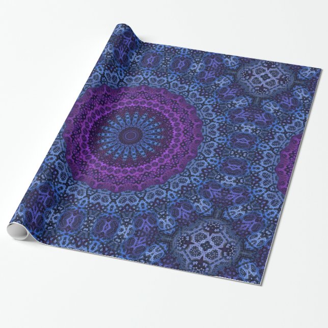 Papel De Regalo Deep Blue and Purple Twilight Mandala (Desenrollado)