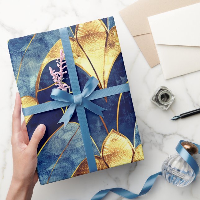 Papel De Regalo Deep Blue Art Deco (Regalar)