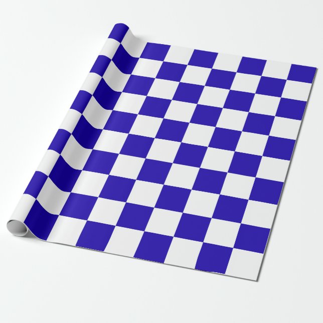 Papel De Regalo Deep blue checkered  (Desenrollado)