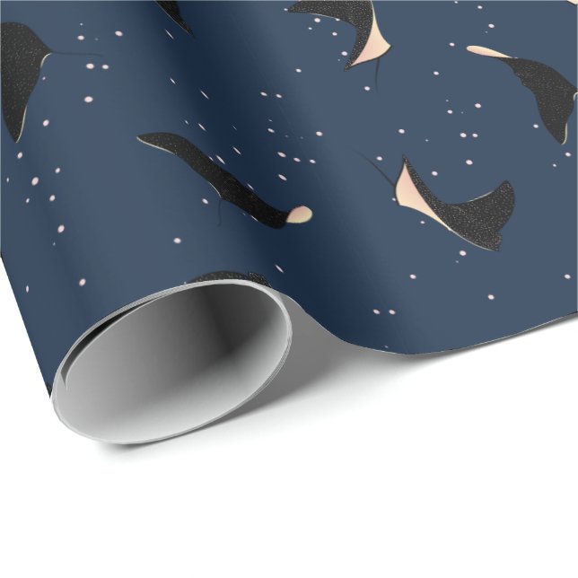 Papel De Regalo Deep Blue Underwater Spot Sea Ray Fish (Esquina del rollo)