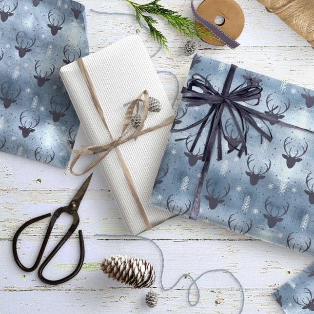 Papel De Regalo Deer Antlers Flechas Navidades Patrón Azul ID861 (Subido por el creador)