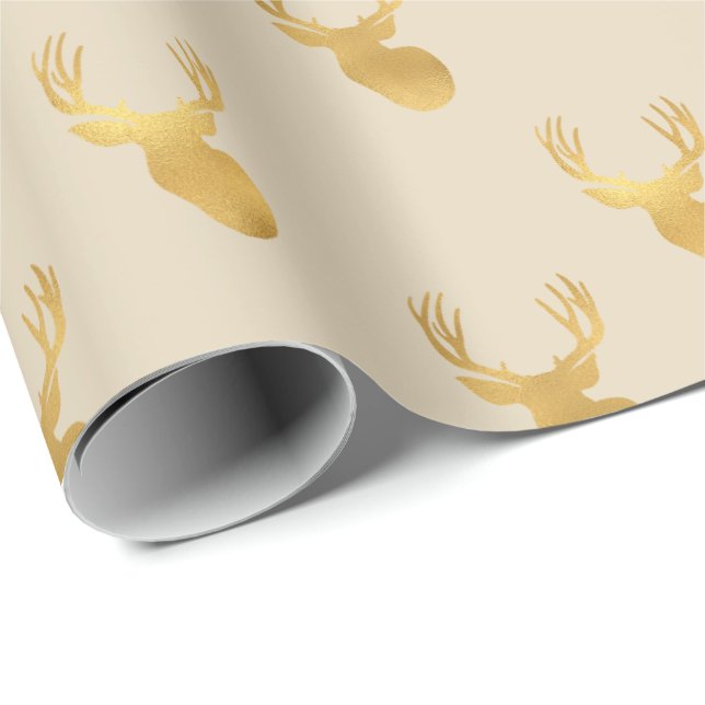 Papel De Regalo Deer beige de oro (Esquina del rollo)