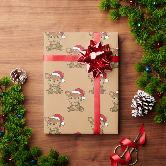 Papel De Regalo Deer Christmas Winter Animals Deer Wrapping Paper (Regalo de vacaciones)