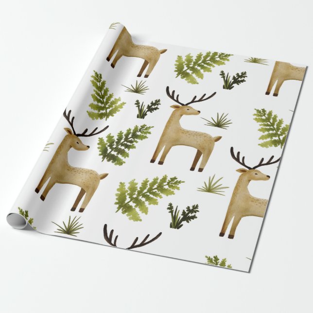 Papel De Regalo Deer de animales de Woodland (Desenrollado)
