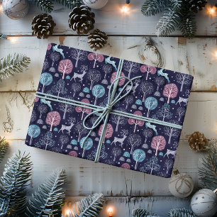 Papel De Regalo Deer de la selva nocturna moderna