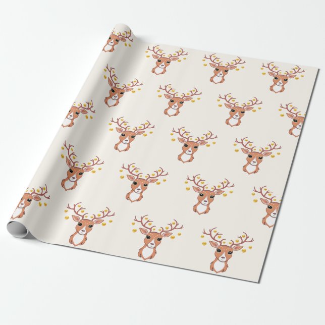 Papel De Regalo Deer de Navidades curos (Desenrollado)