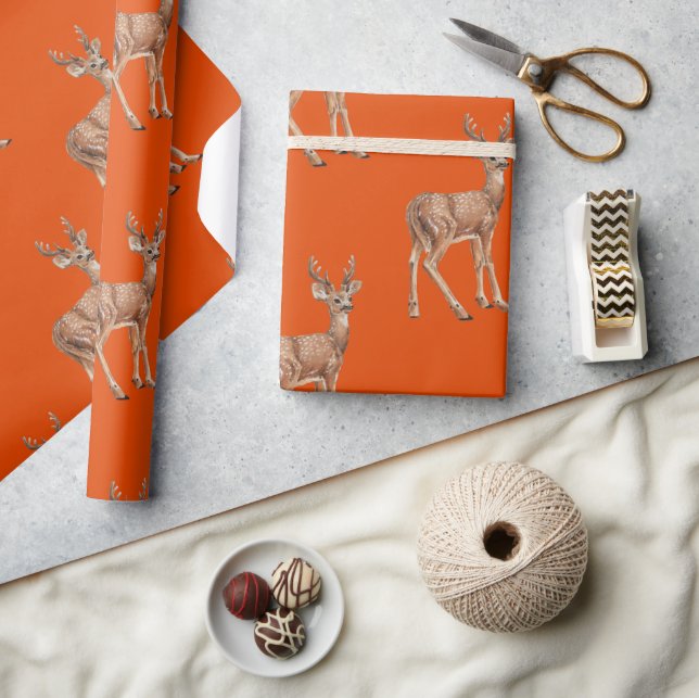 Papel De Regalo Deer en rojo (Artesanía)