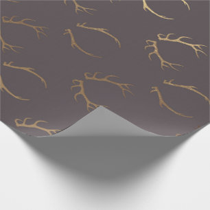 Papel De Regalo Deer Horns Brown Gold Chocolate Luxury VIP