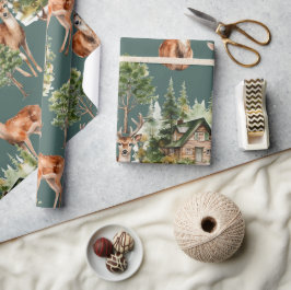 Papel De Regalo Deer Nature Wildlife Rustic Holiday Navidades