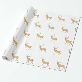 Papel De Regalo Deer sobre fondo retro de madera