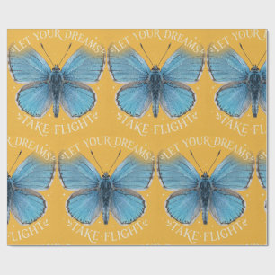 Papel De Regalo Deja que tus sueños despeguen Mariposa Azul