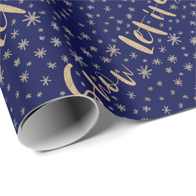Papel De Regalo Dejáis le nevar noche estrellada Chrismas de la (Esquina del rollo)