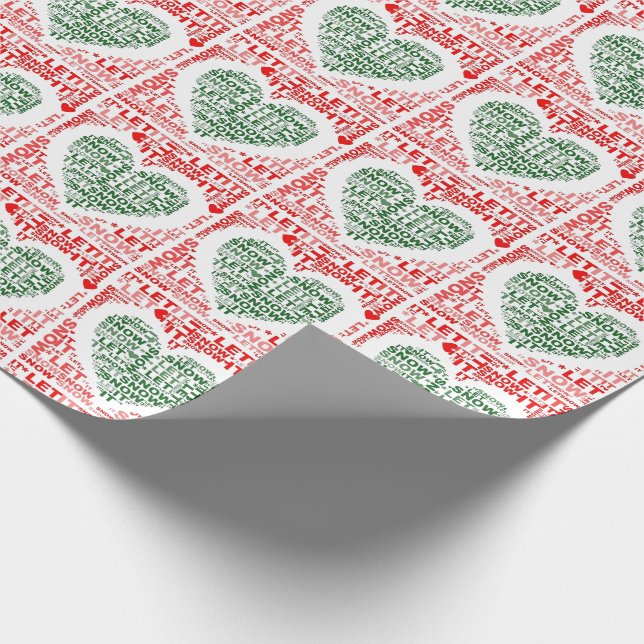 Papel De Regalo Dejemos que nieve, Navidades verdes rojos envuelto (Esquina)