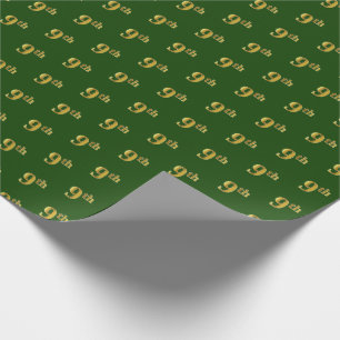 Papel de regalo del 9º (noveno) evento, verde y do