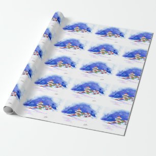 Papel de regalo del bastón de caramelo del navida