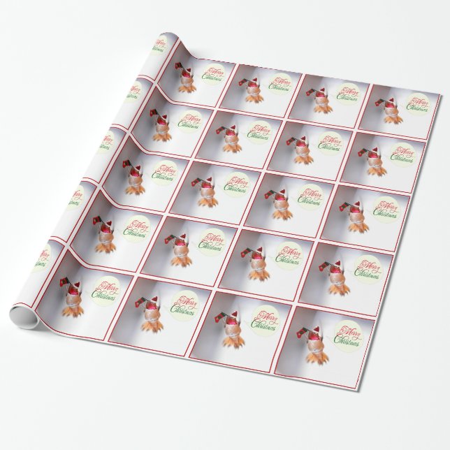 Papel de regalo del colibrí de las Felices Navidad (Desenrollado)