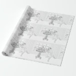 Papel de regalo del colorante del gato de Menorah<br><div class="desc">Iluminación de las velas para Chanukah -- ¡este gatito es popular por todo el mundo, y él está disponible ahora para que usted añada sus propios tactos artísticos para un regalo únicamente envuelto, donde está un presente el papel de regalo en sí mismo! Perfeccione para los niños y los adultos...</div>