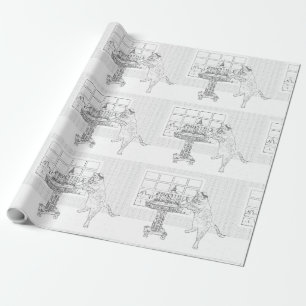 Papel de regalo del colorante del gato de Menorah