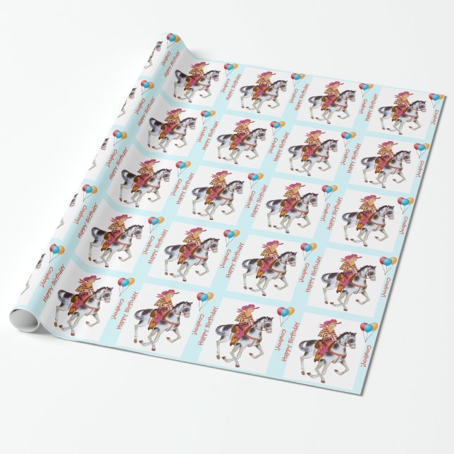 Papel de regalo del cumpleaños del vaquero (Desenrollado)