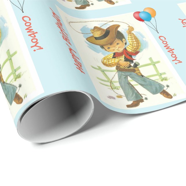 Papel de regalo del cumpleaños del vaquero (Esquina del rollo)