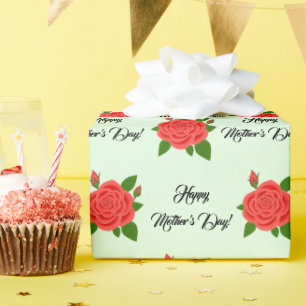 Papel de regalo del Día de la Madre Rosa Roja