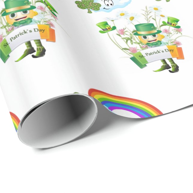 Papel de regalo del Día de San Patricio Arcoíris (Esquina del rollo)