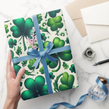Papel de regalo del Día de San Patricio de Trébol 