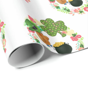 Papel de regalo del Día de San Patricio Oso de pel