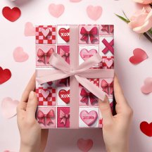 Papel de regalo del Día de San Valentín con elemen