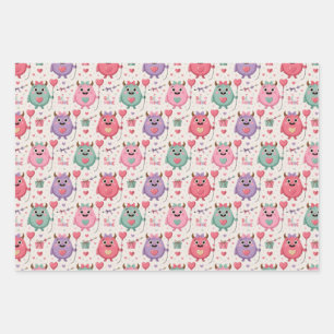 Papel de regalo del Día de San Valentín de monstru