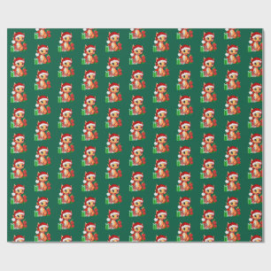 Papel de regalo del dragón de Navidad