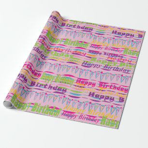 Papel de regalo del feliz cumpleaños para los