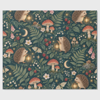 Papel de regalo del jardín nocturno del erizo lint