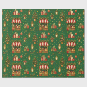 Papel de regalo del mercado de Navidad del viejo m