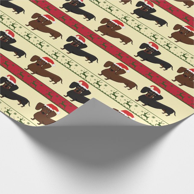 Papel de regalo del navidad del Dachshund (Esquina)