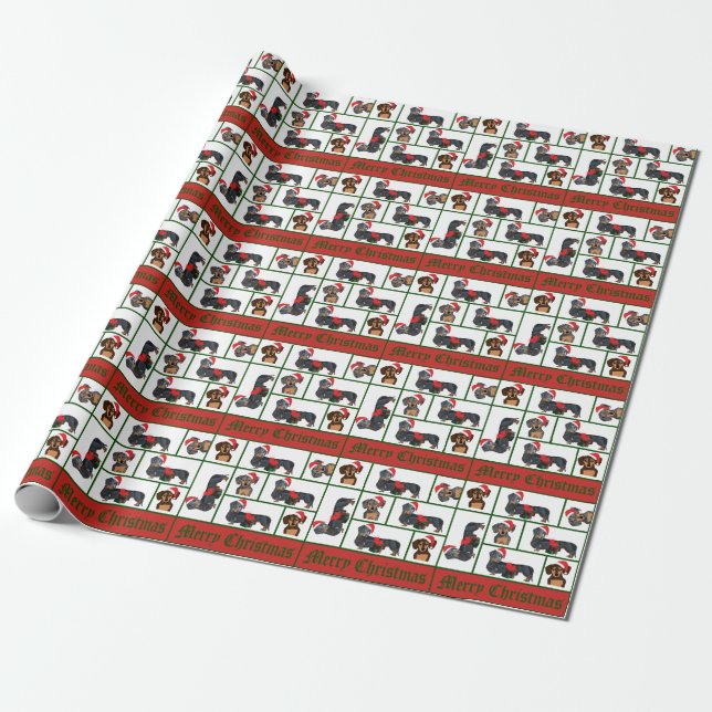 Papel de regalo del navidad del Dachshund (Desenrollado)