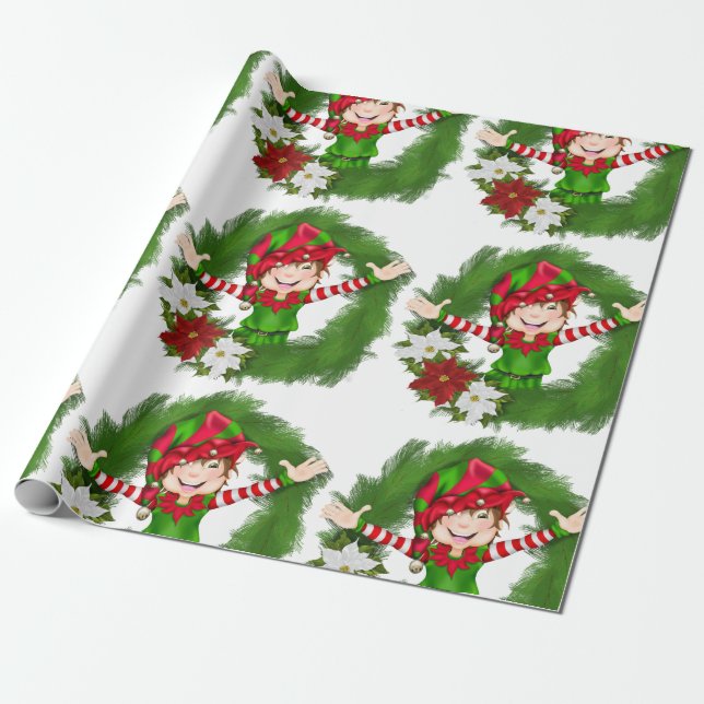 Papel de regalo del navidad del duende del navidad (Desenrollado)