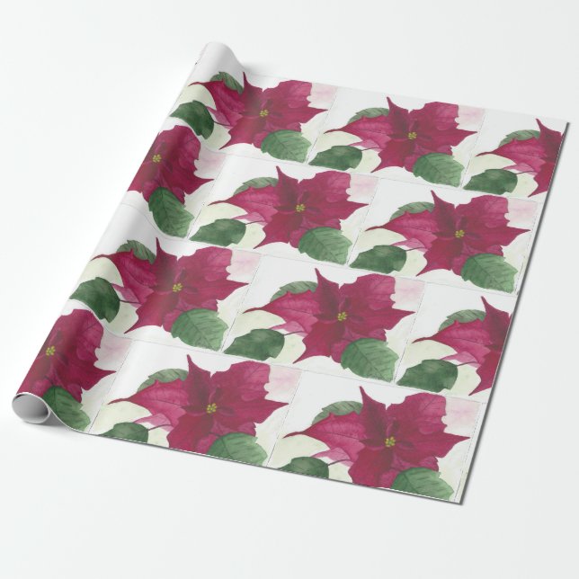 Papel de regalo del navidad del Poinsettia (Desenrollado)