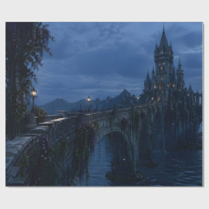 Papel de regalo del puente del castillo bajo la lu