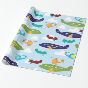Papel de regalo del tema de la aviación del